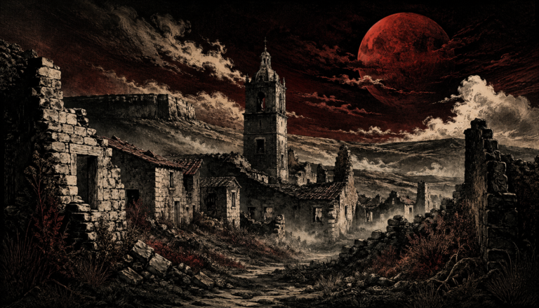 Ochate, el pueblo maldito del enclave de Treviño — ilustración El Mapa Oscuro