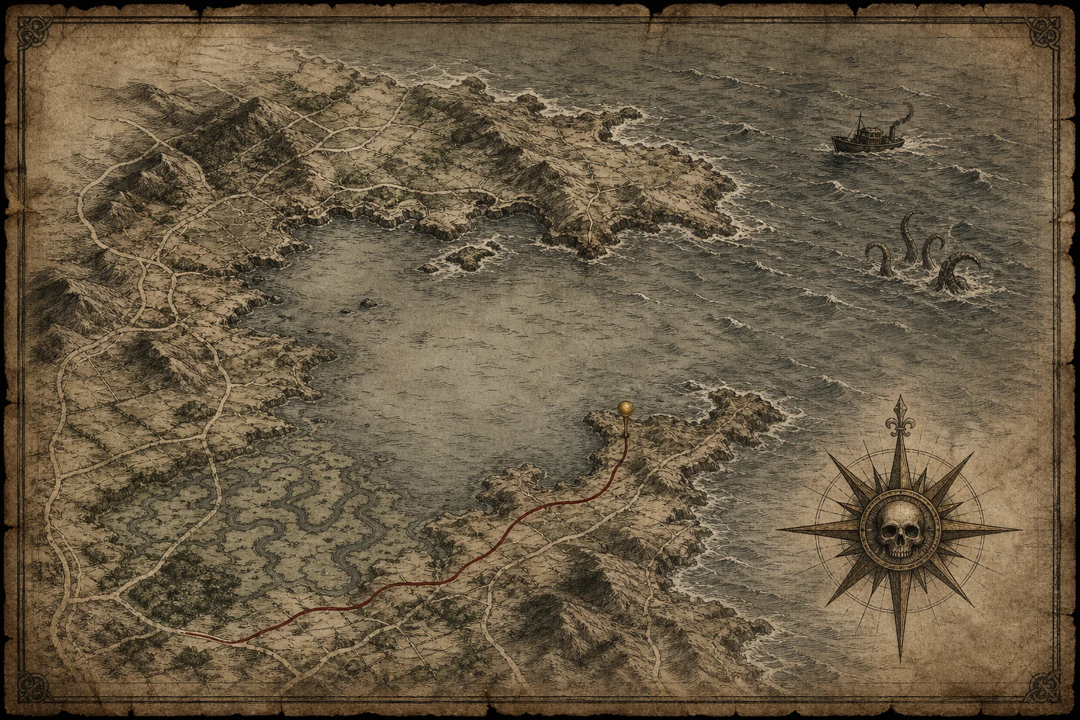 Mapa antiguo de la bahía de Santander y la Isla de Pedrosa