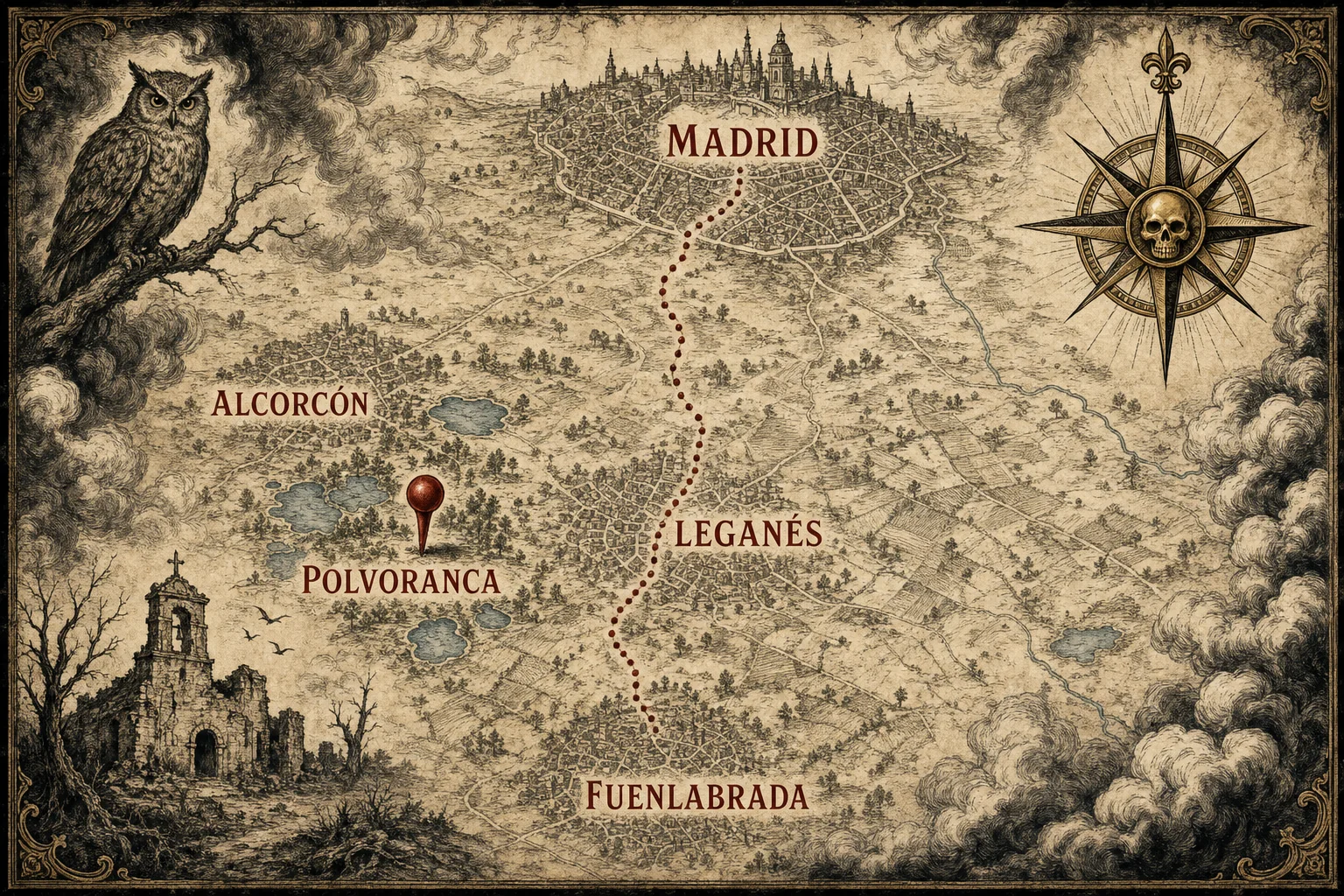 Mapa antiguo de Madrid, Leganés y el despoblado de Polvoranca