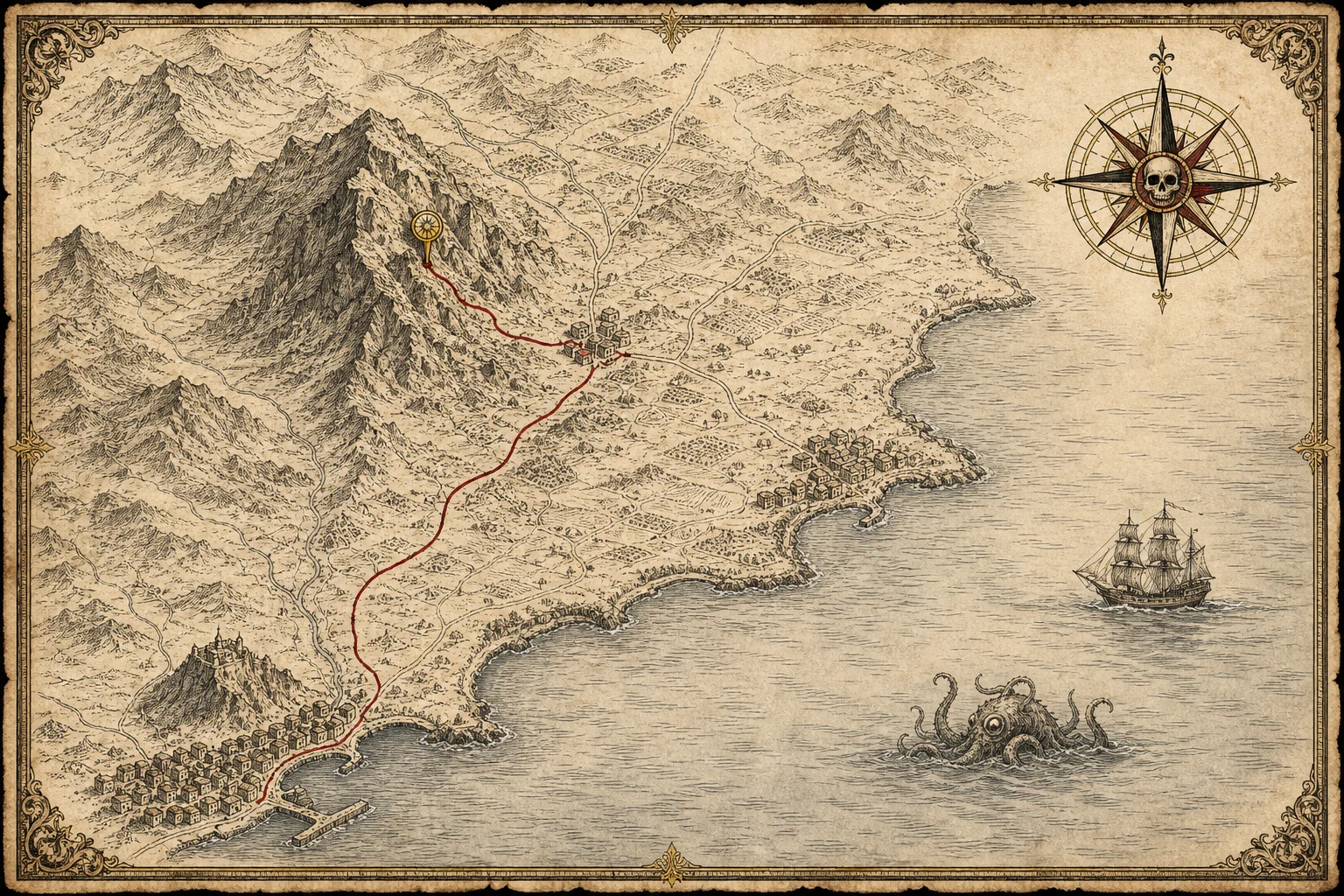 Mapa antiguo de Aigües, el Preventorio y la costa de Alicante