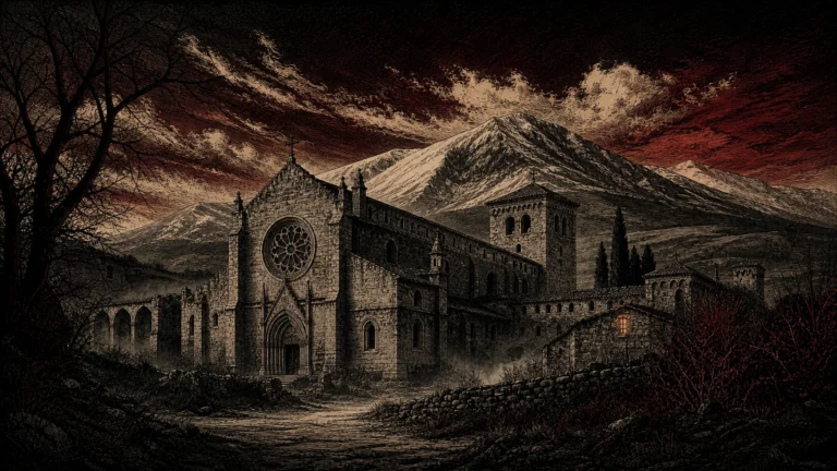 Monasterio de Veruela bajo el Moncayo — ilustración El Mapa Oscuro