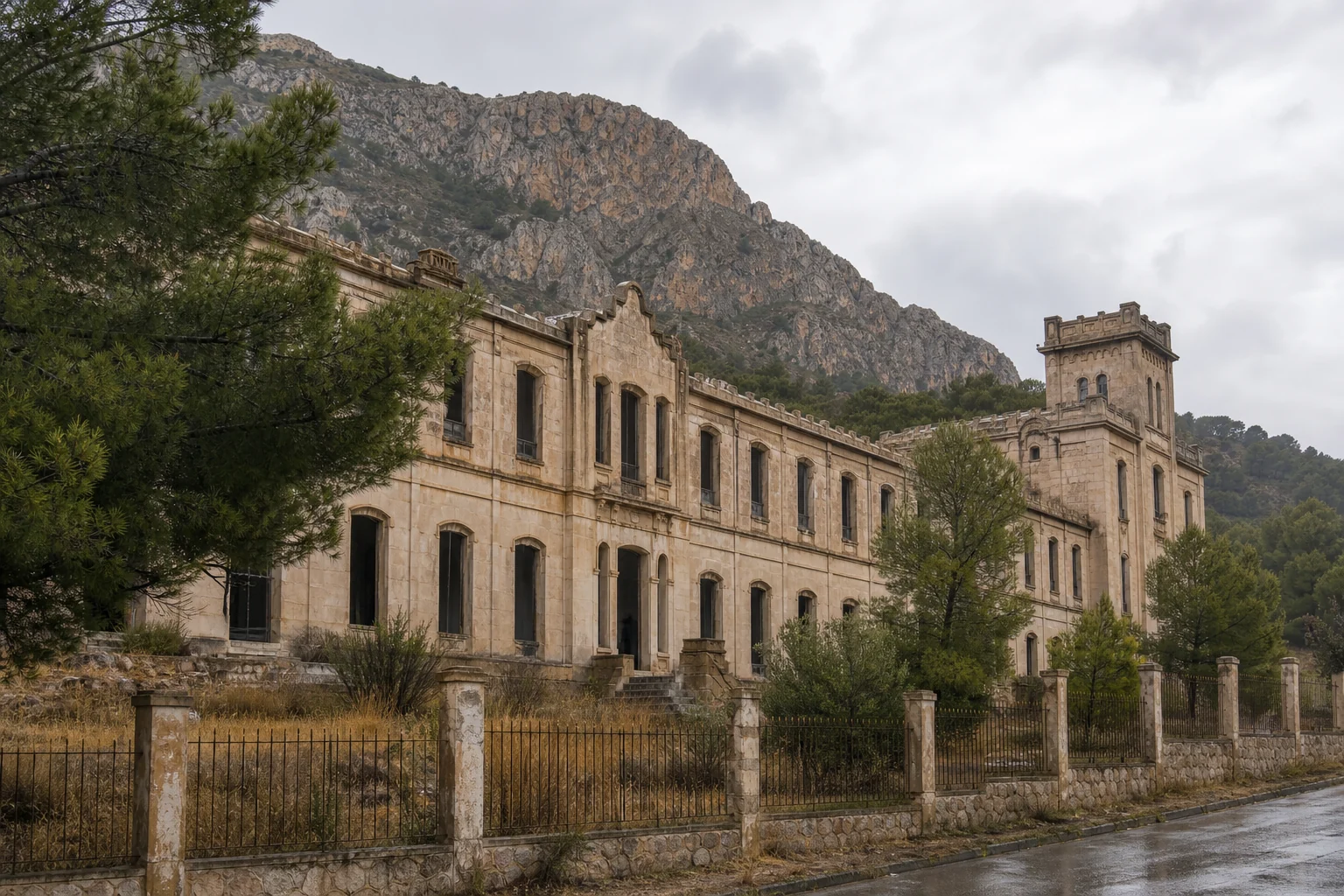 Recreación del antiguo Hotel Miramar y Preventorio de Aigües entre pinos